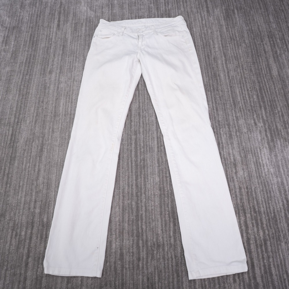 7 For All Mankind Jeans Womens 26 Fit 30 White Excellent Straight Leg Stretch